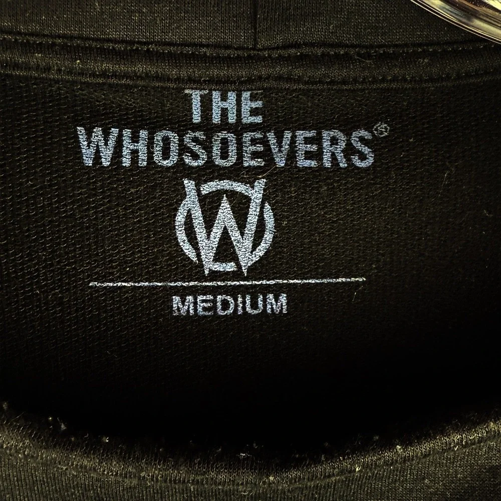 The Whosoevers Black Graphic Sweatshirt Rose Checkered Purple Womens Medium - Picture 2 of 5
